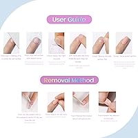 Vista 6 de Uñas postizas cortas redondas SWEKKE con punta francesa, uñas postizas plateadas, cobertura completa, uñas postizas brillantes con pegamento