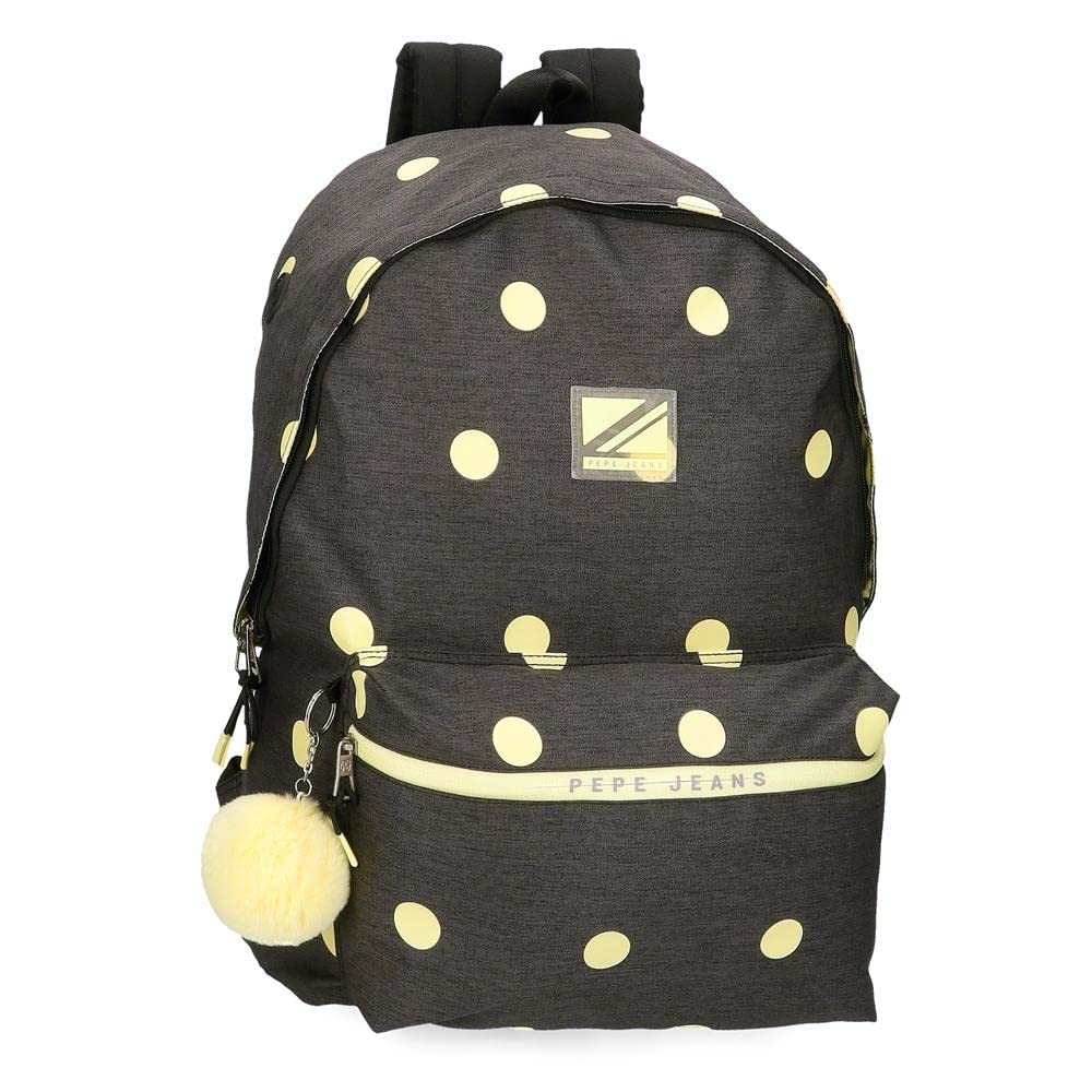 Pepe Jeans Leire Mochila Escolar Adaptable a Carro Negro 31x44x17,5 cms Poliéster 20,46L
