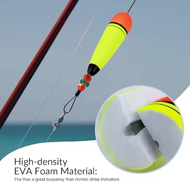 THKFISH Slip Bobbers Floats EVA-Slider-Bobbers Slip Corks | 4PCS Sea Fishing Catfish Bobbers Assortment Freshwater 4, 6, 7