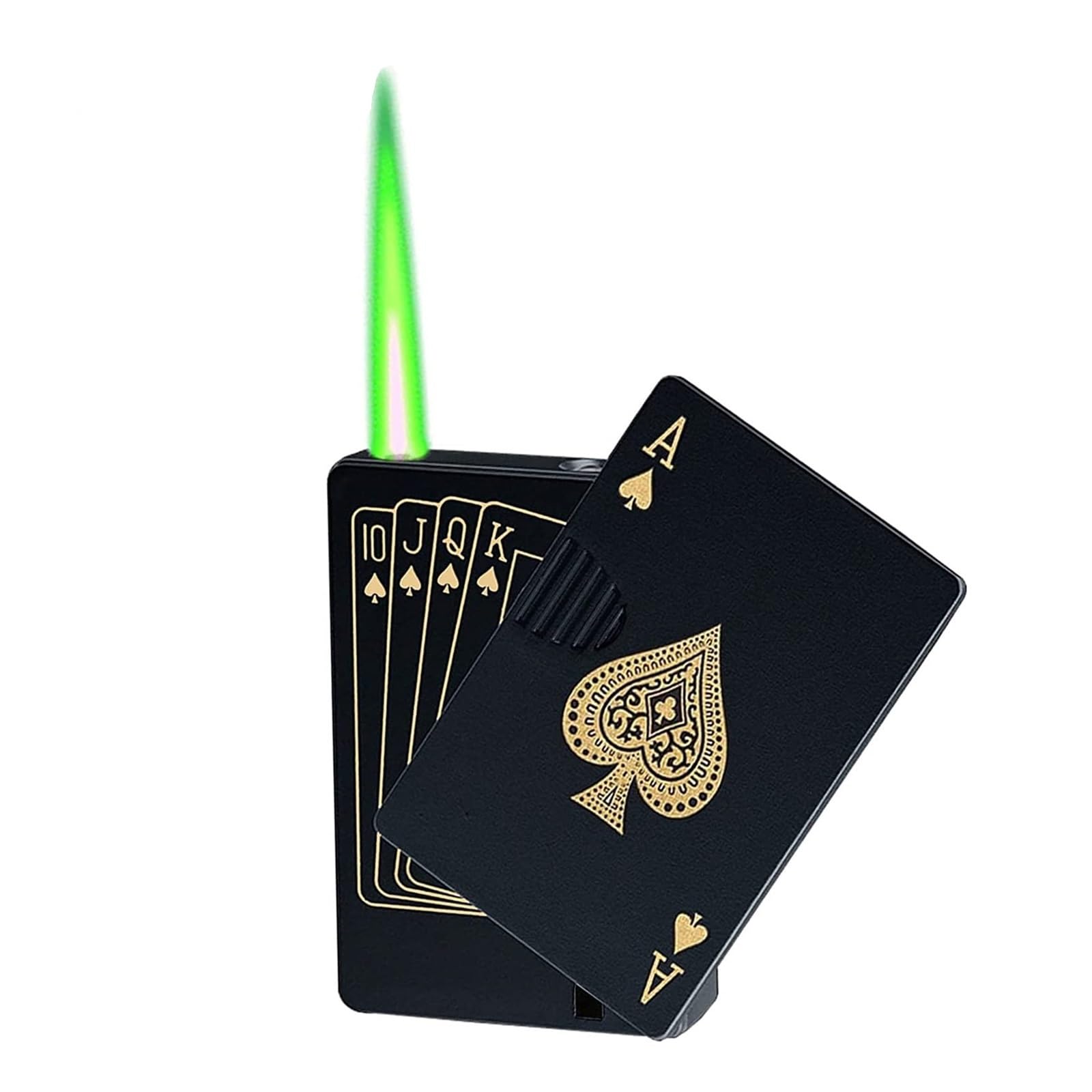 Accendino a butano Jet Torch 2025, Accendino Green Flame Ace Antivento Ricaricabile, Design con Carta, splendidamente confezionato, Adatto for Feste, Compleanni, Candele,(BB)