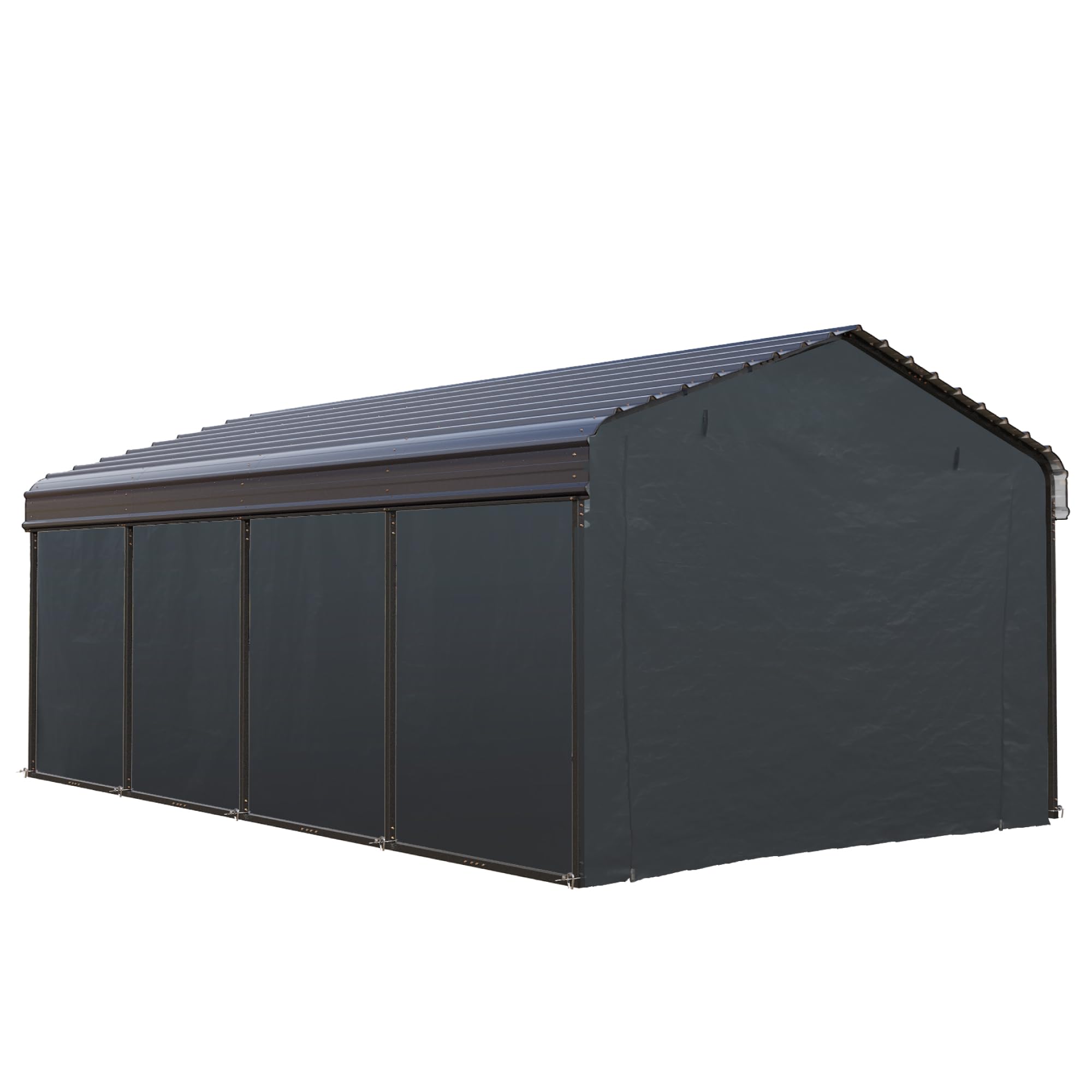 PHI VILLA 12 x 20 ft Carport Metal Carports with Galvanized Steel Roof with Sidewalls Enclosure Kit, Sturdy Heavy Duty Metal Carport for Cars, Boats, and Tractor