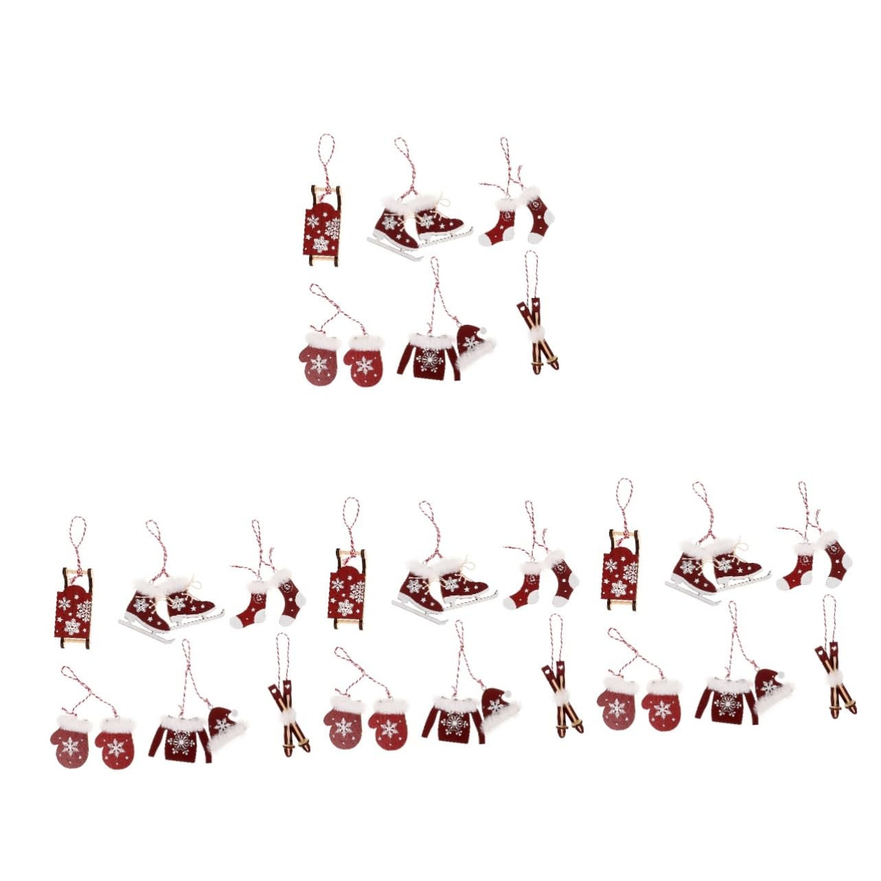 Cabilock 4 Juegos Suministros De Decoración Navideña Colgantes De Esquí. Decoraciones Navideñas Al Aire Arbol De Navidad Colgando Árbol De Navidad Brillo Felpa De Madera 6 Piezas * 4