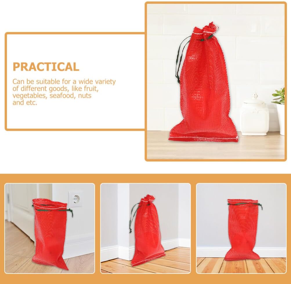 Kichvoe 50pcs Reusable Mesh Vegetable Storage Bags Breathable Drawstring Net Bags for Fruits Onions Potatoes and Seafood Tear Resistant Design