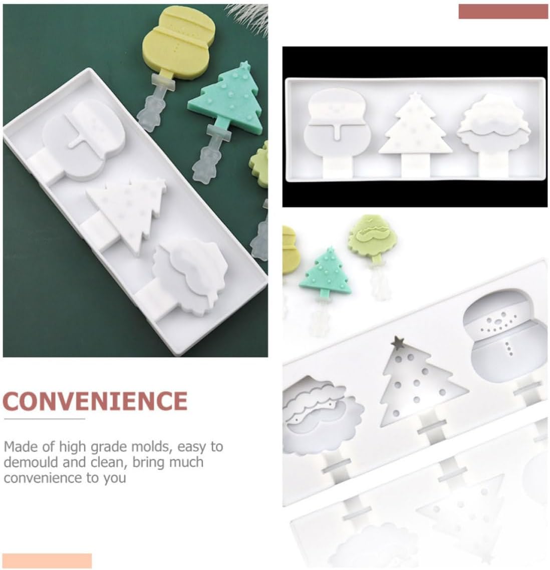 Xmas Silicone Ice Pop Molds for Yogurt and Mousse, Easy