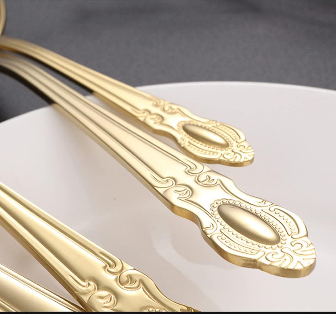 Gold Silverware Set for 4, Unique Luxury Stainless Steel Cutlery Flatware Set，16 Pieces Mirror Polished Utensil Sets with Steak Knives, Tableware Set for Home Kitchen Restaurant Hotel