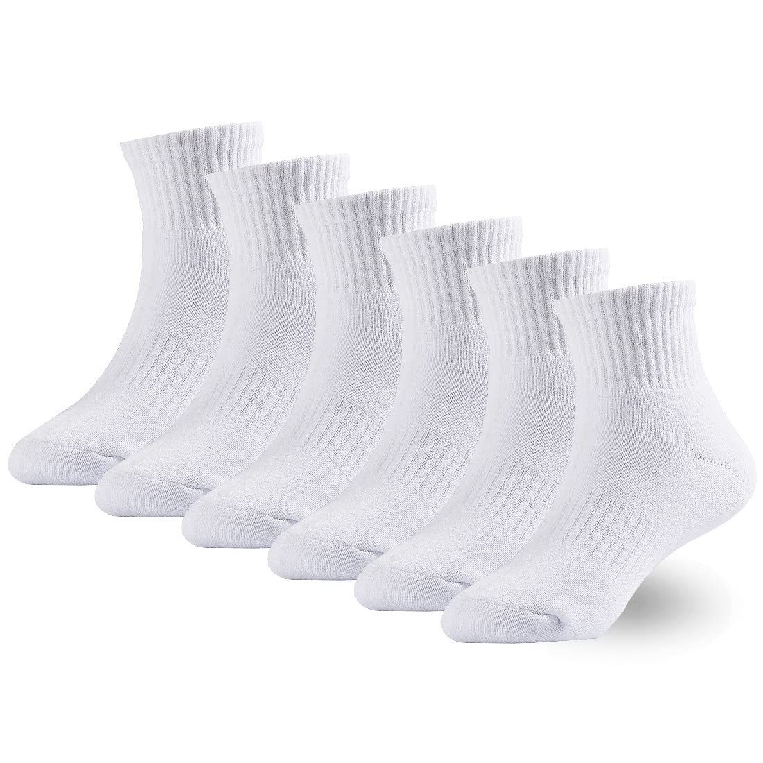 Marchare Boys Socks Kids Cushioned Crew Socks Girls Thick Cotton Athletic Running Socks Black/White/Grey 6 Pack