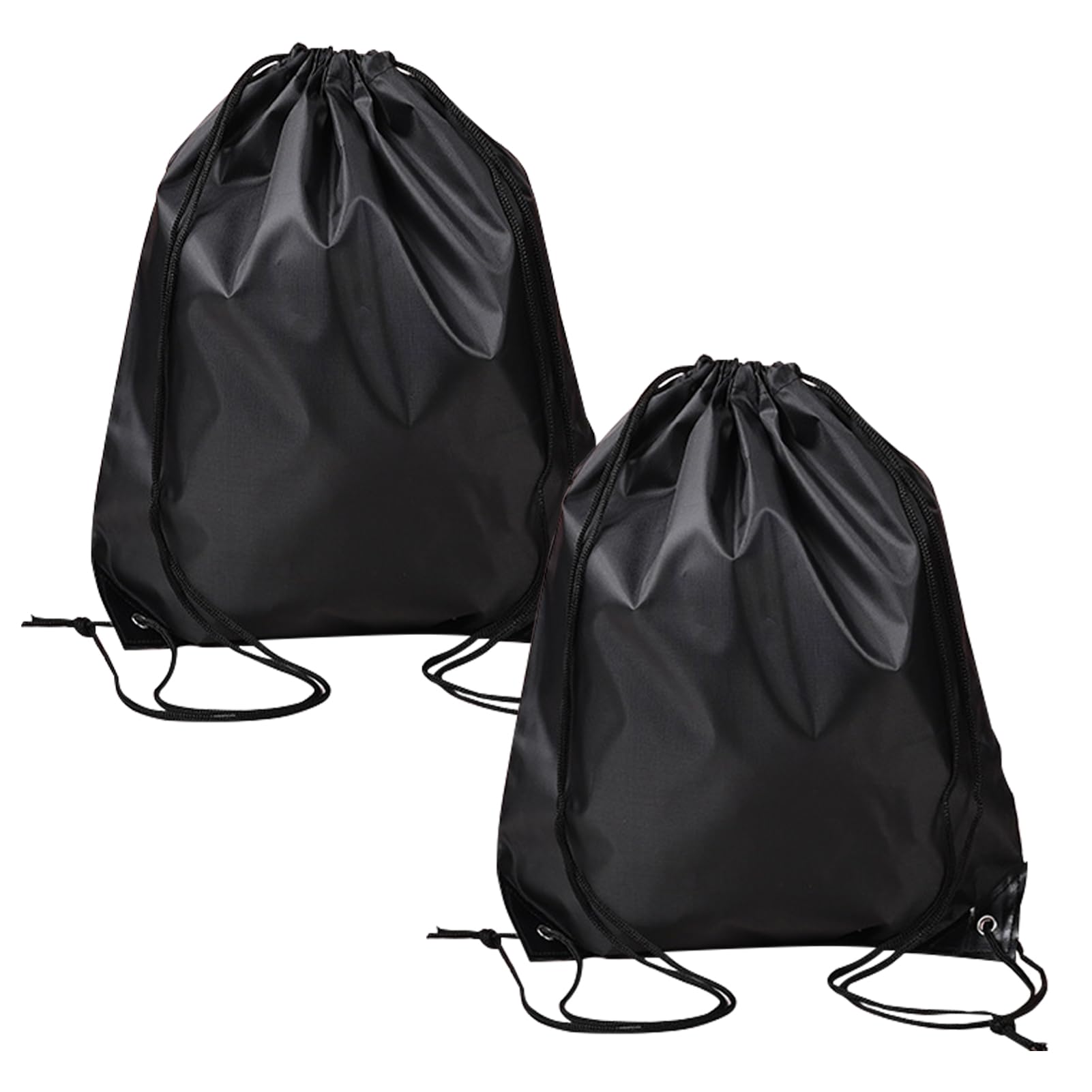 RUILILANG Drawstring Bags, Waterproof Drawstring Gym Bags String for Men Women, Polyester Bags Drawstring- Sports Backpack for School, Travel, Beach, Fitness (Black)