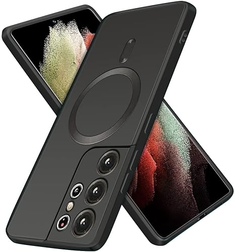 Luhuanx Funda para Samsung S21 Ultra, diseñada para Samsung Galaxy S21 Ultra con lente de cobertura completa, magnética, Wireless Chager, protección