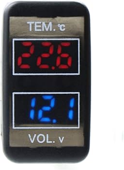 Amazon | 車載温度表示+電圧計 バッテリ電圧監視, 車内温度測定