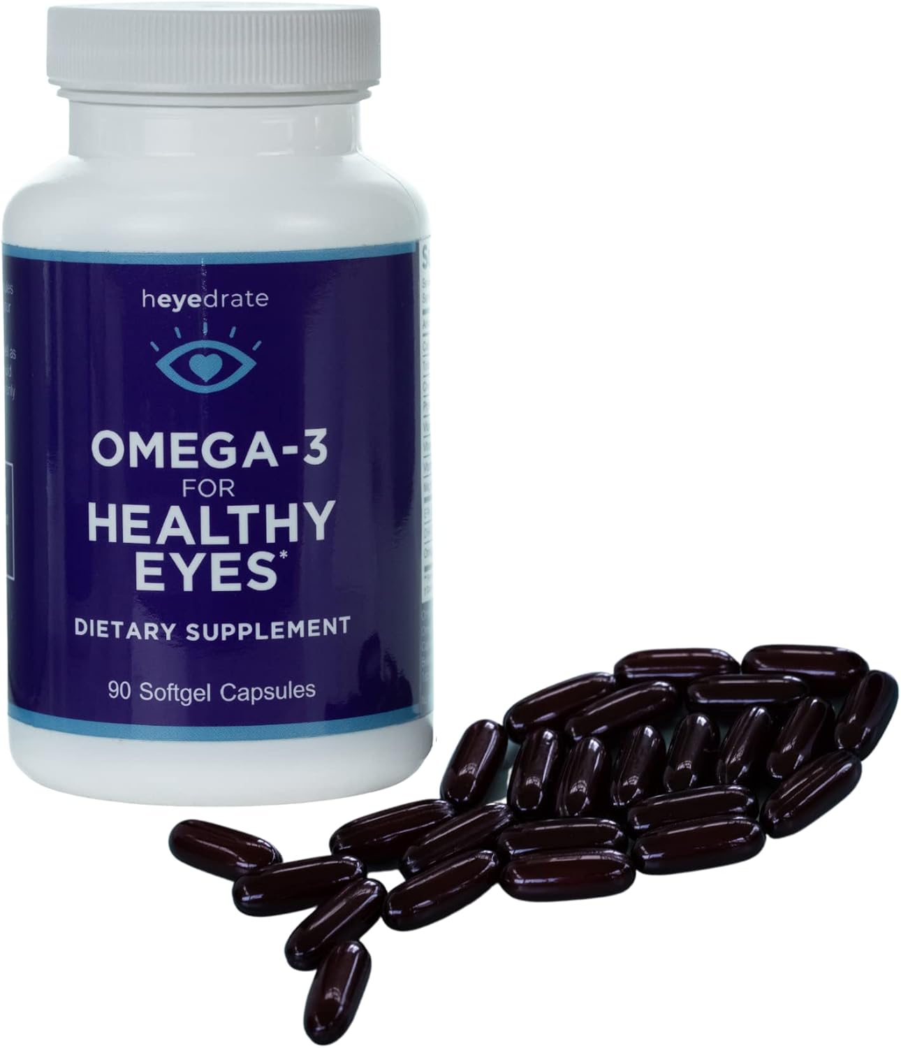 Heyedrate Triglyceride Omega 3 Fish Oil for Healthy Eyes - Easy to Swallow, Small, Burpless Softgel, EPA, DHA, and Omega 7 Fatty Acids