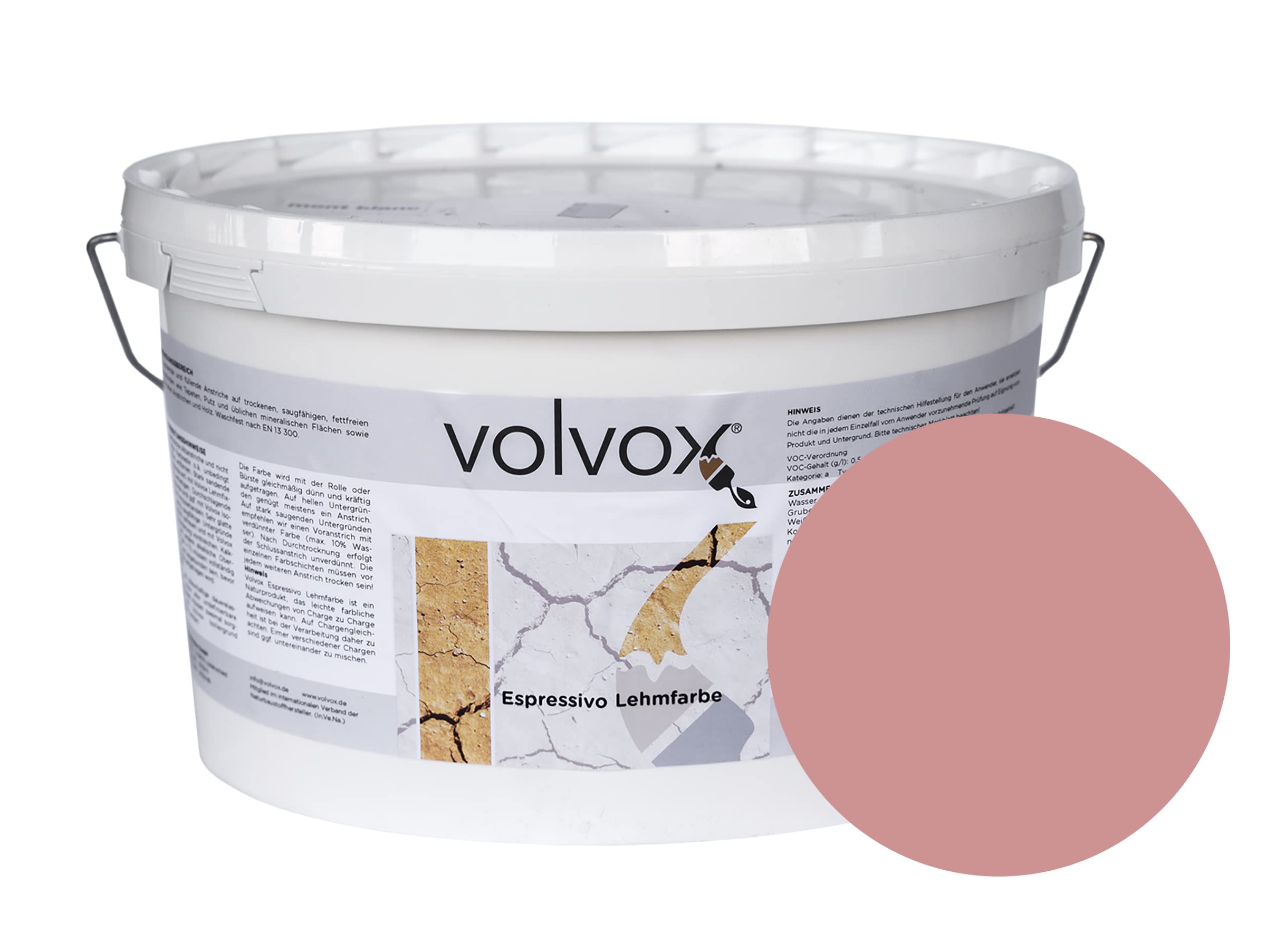 Volvox Espressivo farba gliniana – oddychająca farba ścienna matowa – wysoka siła krycia – gotowa do malowania farba naturalna lotos 2,5 l