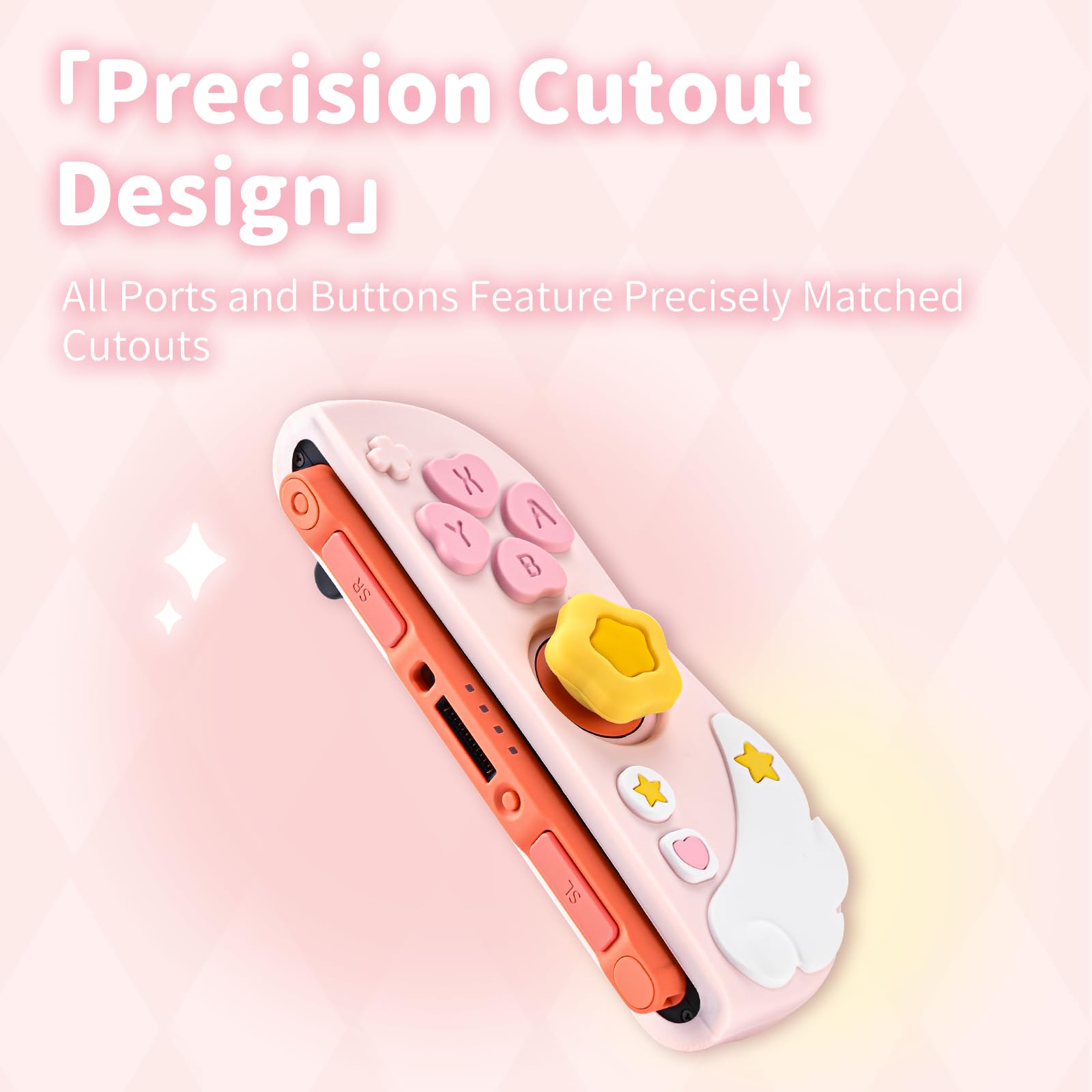 GeekShare Custodia protettiva in silicone compatibile con Switch 2, antigraffio Switch 2, custodia protettiva separabile in morbido silicone per joystick con 2 tappi per il pollice – ali stellate