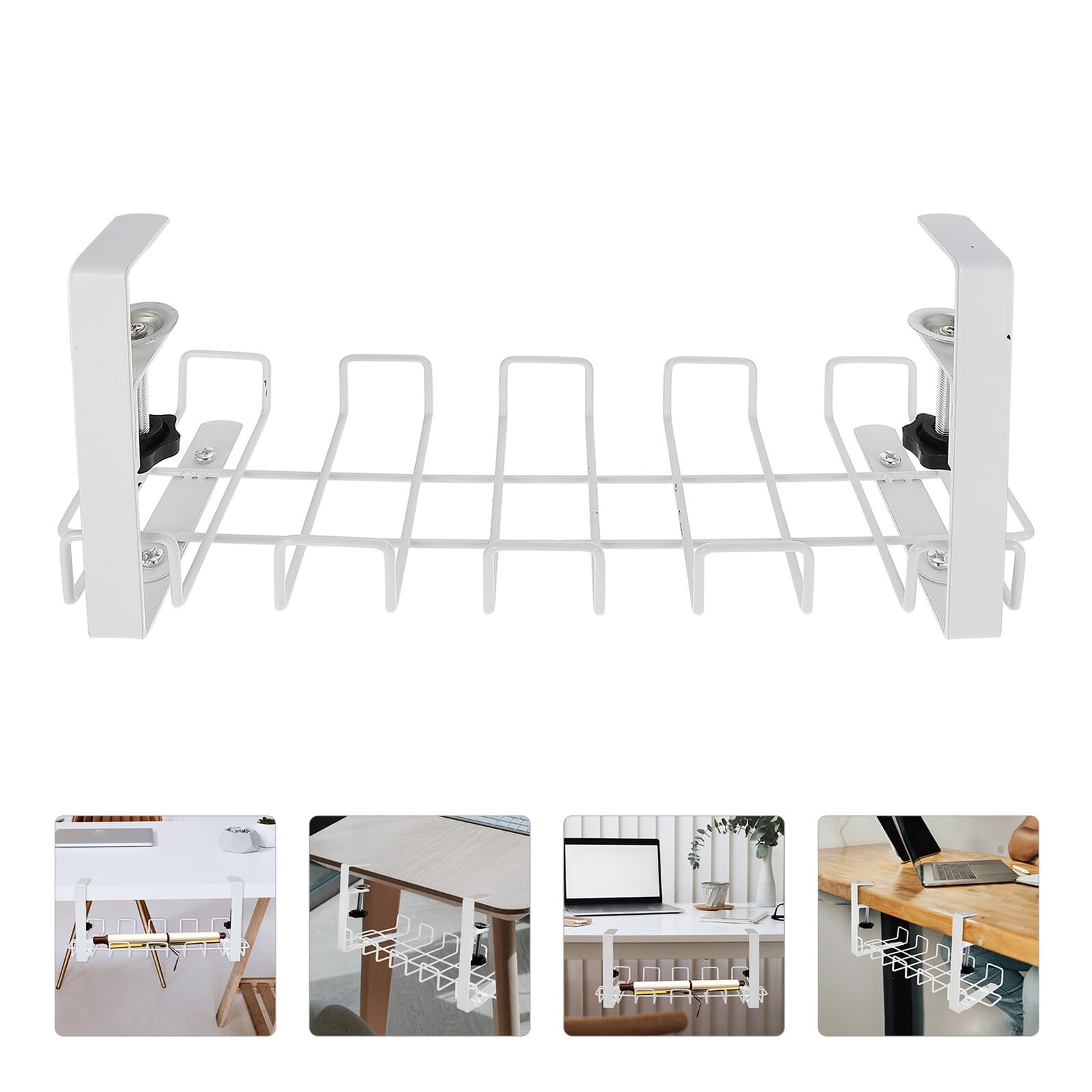OUNONA Panier de Rangement pour Câbles Support de Câbles sous Bureau en Acier Carbone Sturdy Construction Fixing Belt pour Bureau et Maison