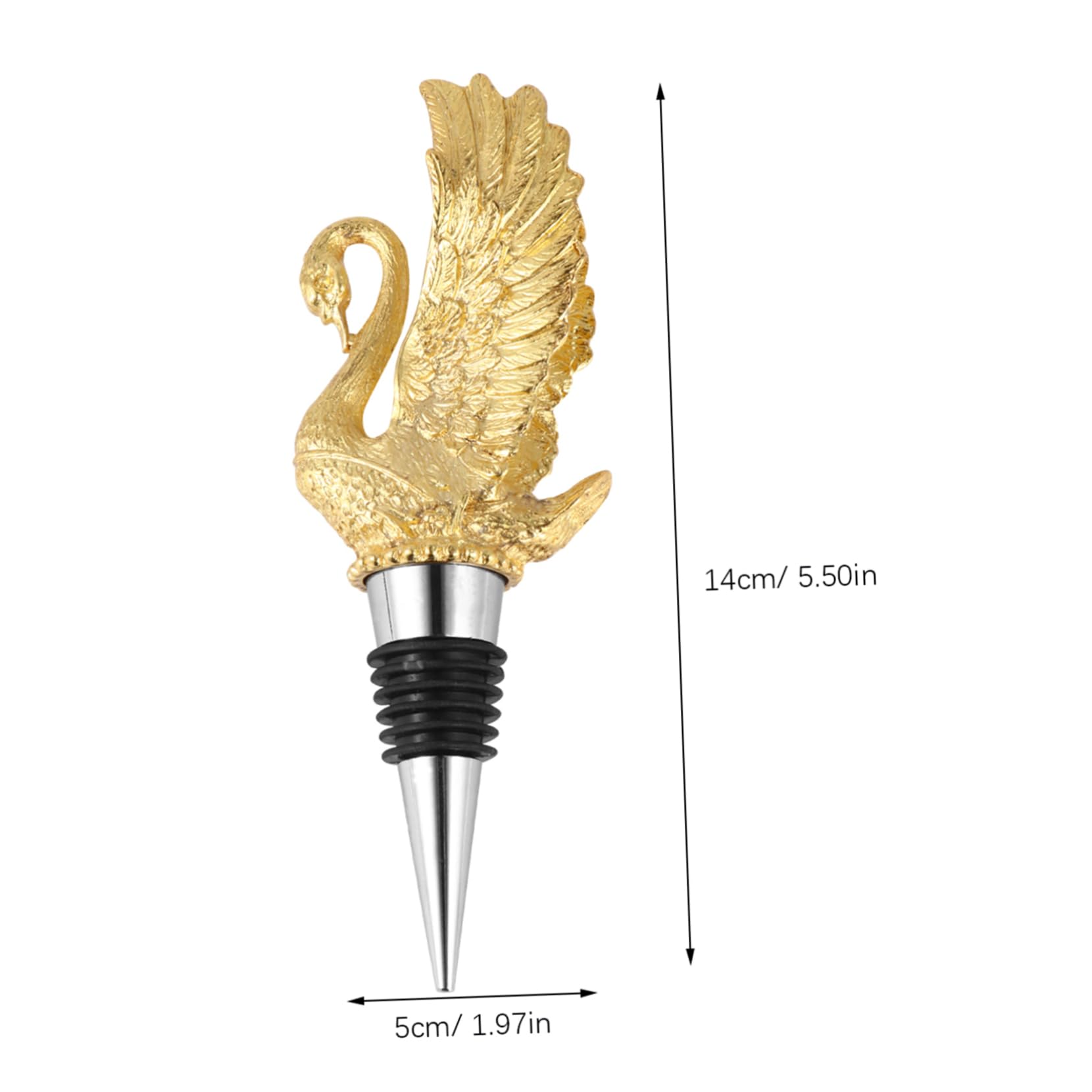 SOLUSTRE Swan Wine Bottle Stopper Creative Zinc Alloy Pourer for Wine Preservation Unique Animal Design for Parties Bars and Restaurants Golden Finish