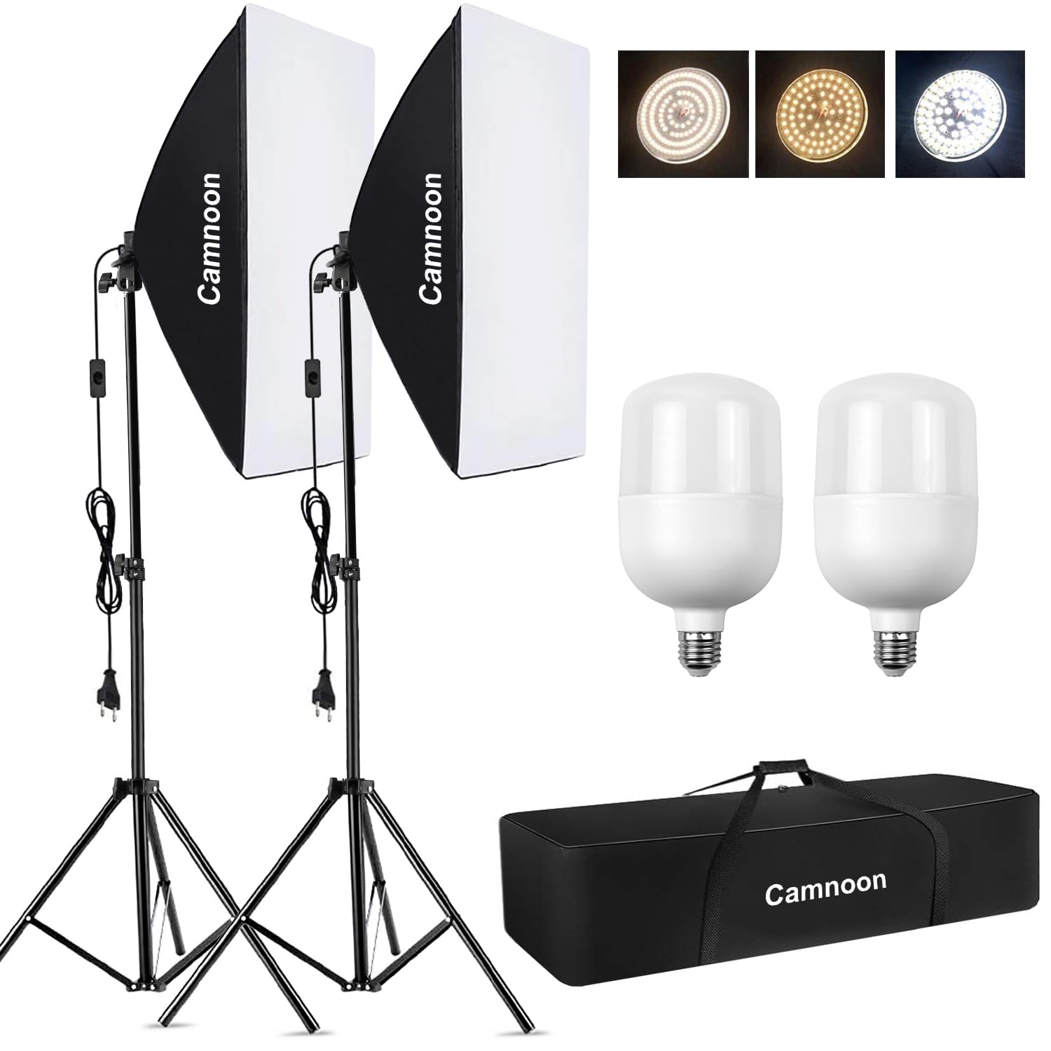 Softbox Kit Éclairage avec Lumière LED 105 W * 2 + Softbox 50 x 70 cm * 2 + Support d'éclairage 2 M * 2 + Sac de Transport * 1 pour Photo de Mode et à l’Enregistrement Vidéo