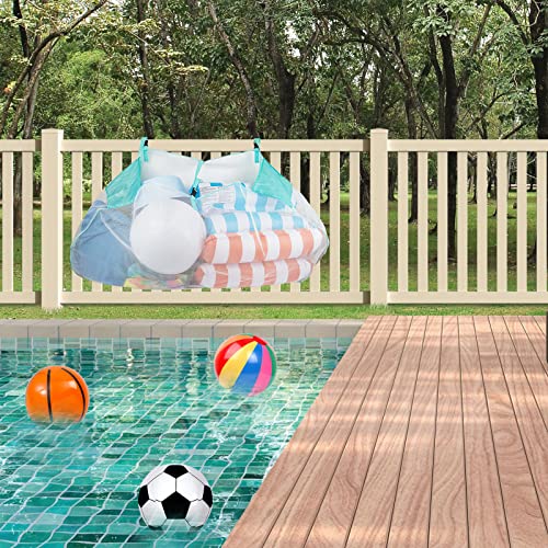 Pool Floats Storage Bag, Foldable Swimming Pool Hanging Mesh Organizer for Balls,Floats,Water Inflatable Toys and Other Pool Accessories, Green - Thumbnail 2