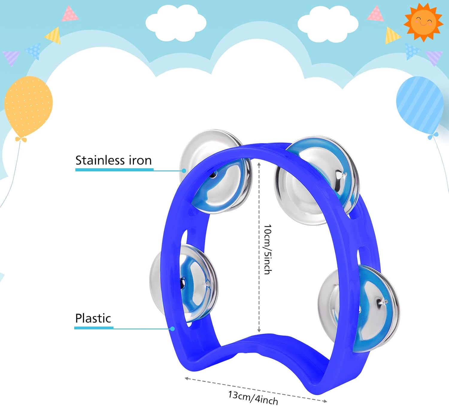 MIAHART 32 Pack Christmas Hand Tambourine Noise Makers Tambourine 4 Bells Plastic Colored Handheld Tambourines Musical Rhythm Instrument for Adults Kids Christmas Party Decoration Favors