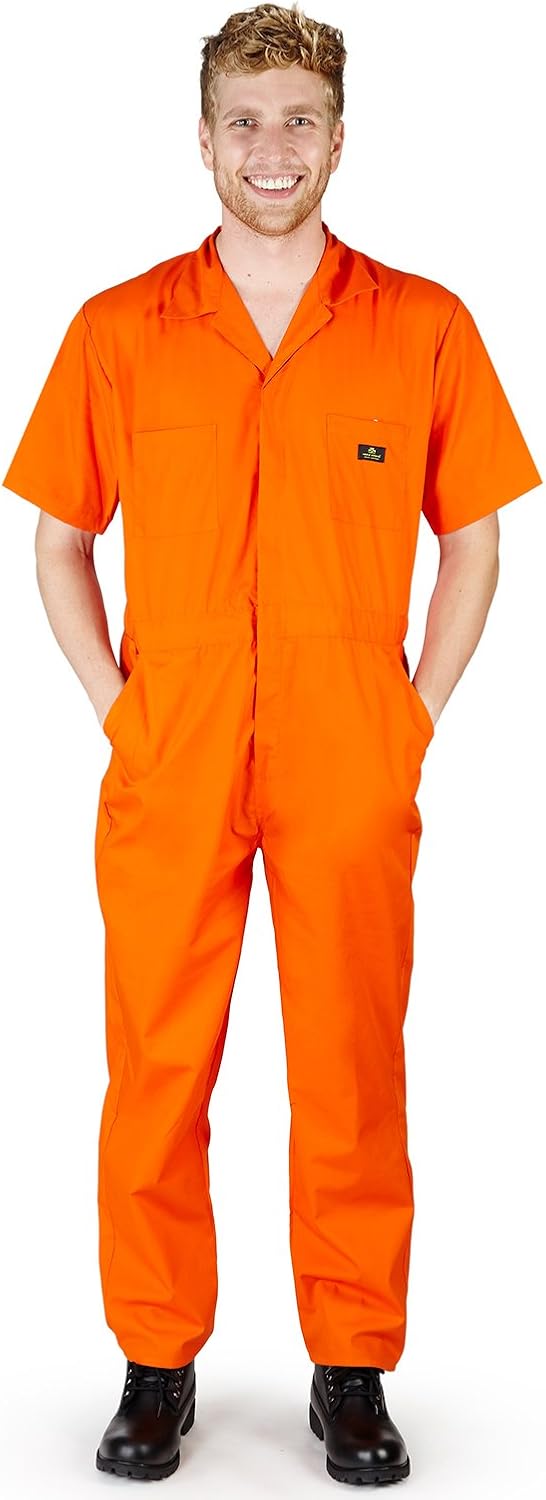 Mens Short Sleeve Basic Blended Work Coverall Includes Big & Tall Sizes - Order 1 Size Bigger