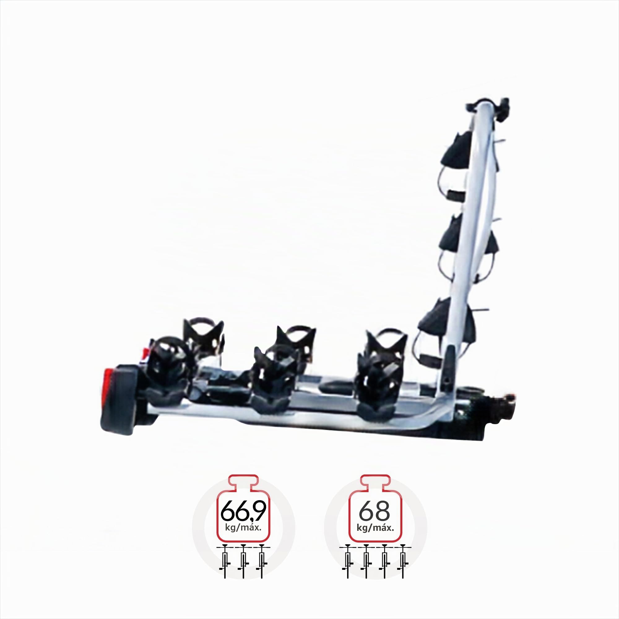 Atera 022695 Portabicicletas para coche Strada Sport 3, portabicicletas para enganche de coche con luces - para 3 bicicletas - Black Edition