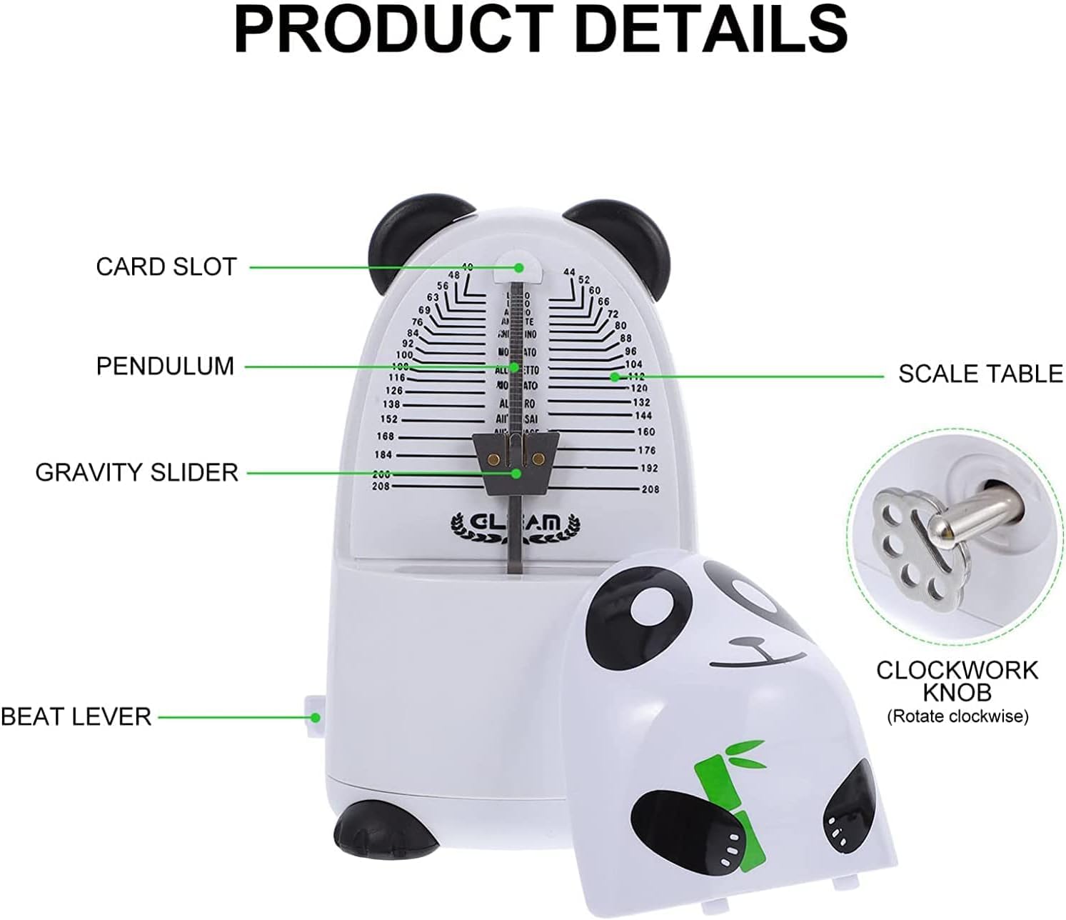 Niedliche Panda Form Metronom Mechanisches Metronom Musikinstrument Metronom, Geschenk Für Kinder, 4pcs
