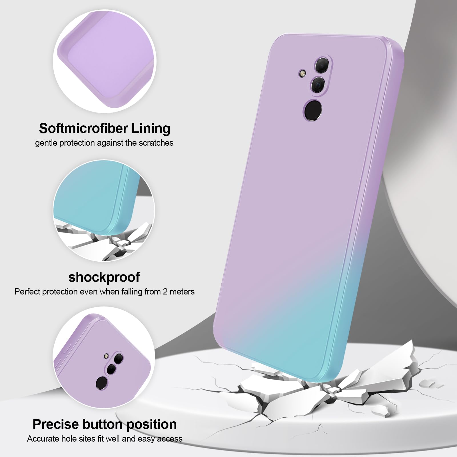 GiiYoon Coque pour Huawei Mate 20 Lite Case en Silicone, Etui de Protection Antichoc Etui Housse Silicone Ultra-Mince avec Couche Intérieure en Fibre et Protection pour Caméra, Violet - 3