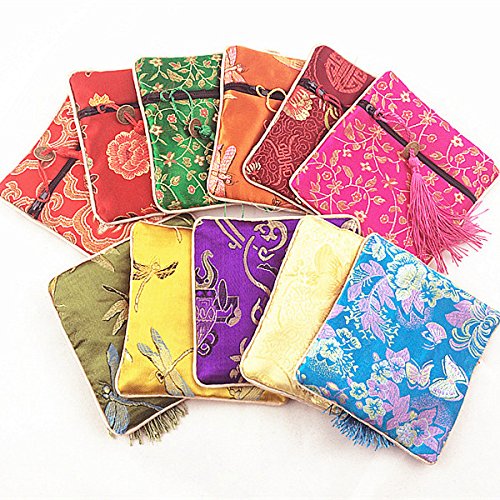 30 Sacchetti Portagioelli Cinesi In Seta Con Nappa – Borse Ricamate Multicolore 11,4 Cm Per Collane E Orecchini - 2