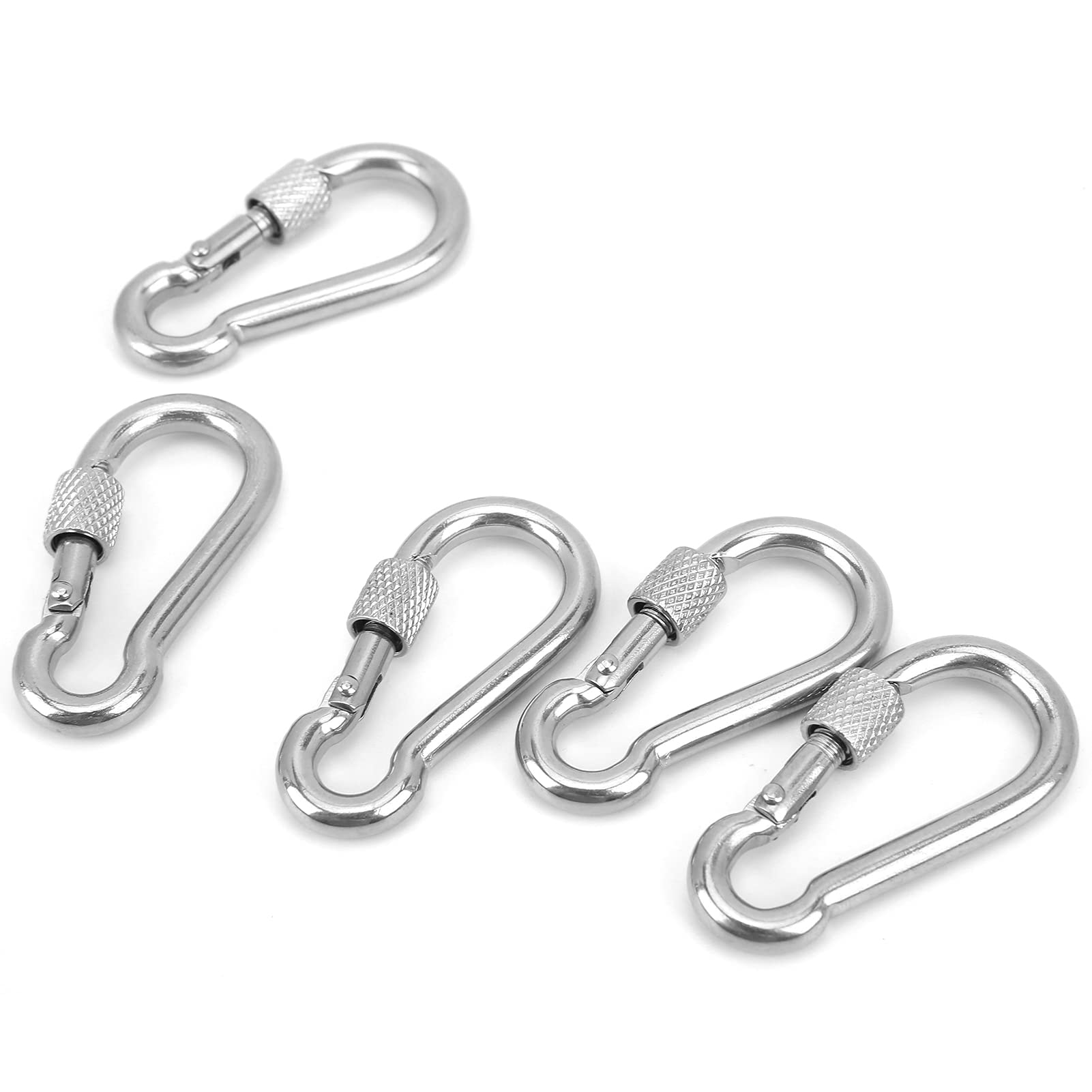 Stainless Steel Spring Hook, Easy to Install Carabiner Link Buckle 50MM for Camping for Fishing