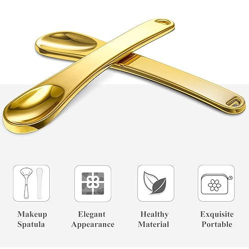 Miniatura 3 de 8 espátulas para el cuidado de la piel, espátulas cosméticas de metal, aplicador de maquillaje, mini cuchara de belleza para máscara de crema