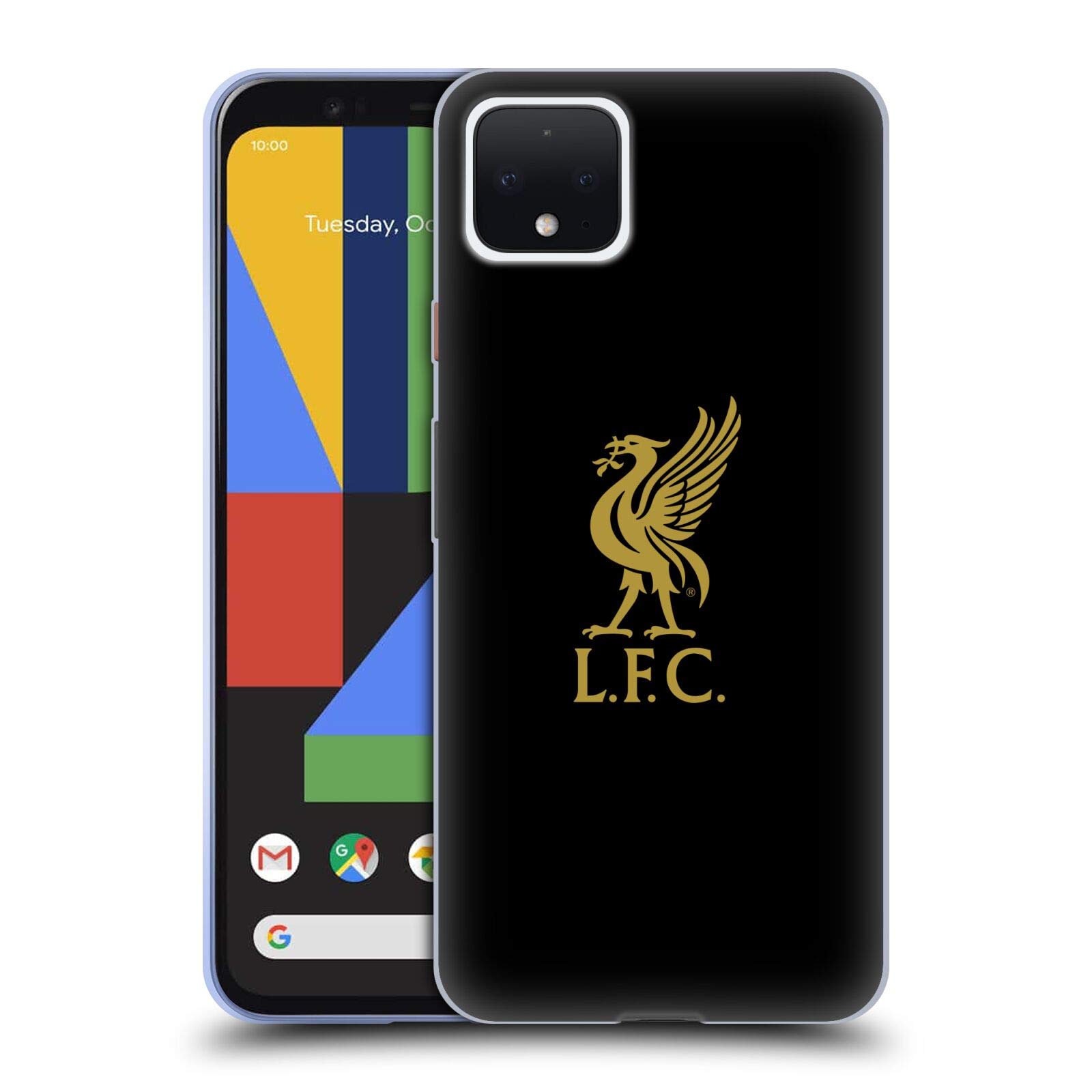 Head Case Designs Officially Licensed Liverpool Football Club Gold Logo On Black Liver Bird Gel Case [Military Grade Protection] Compatible With Google Pixel 4