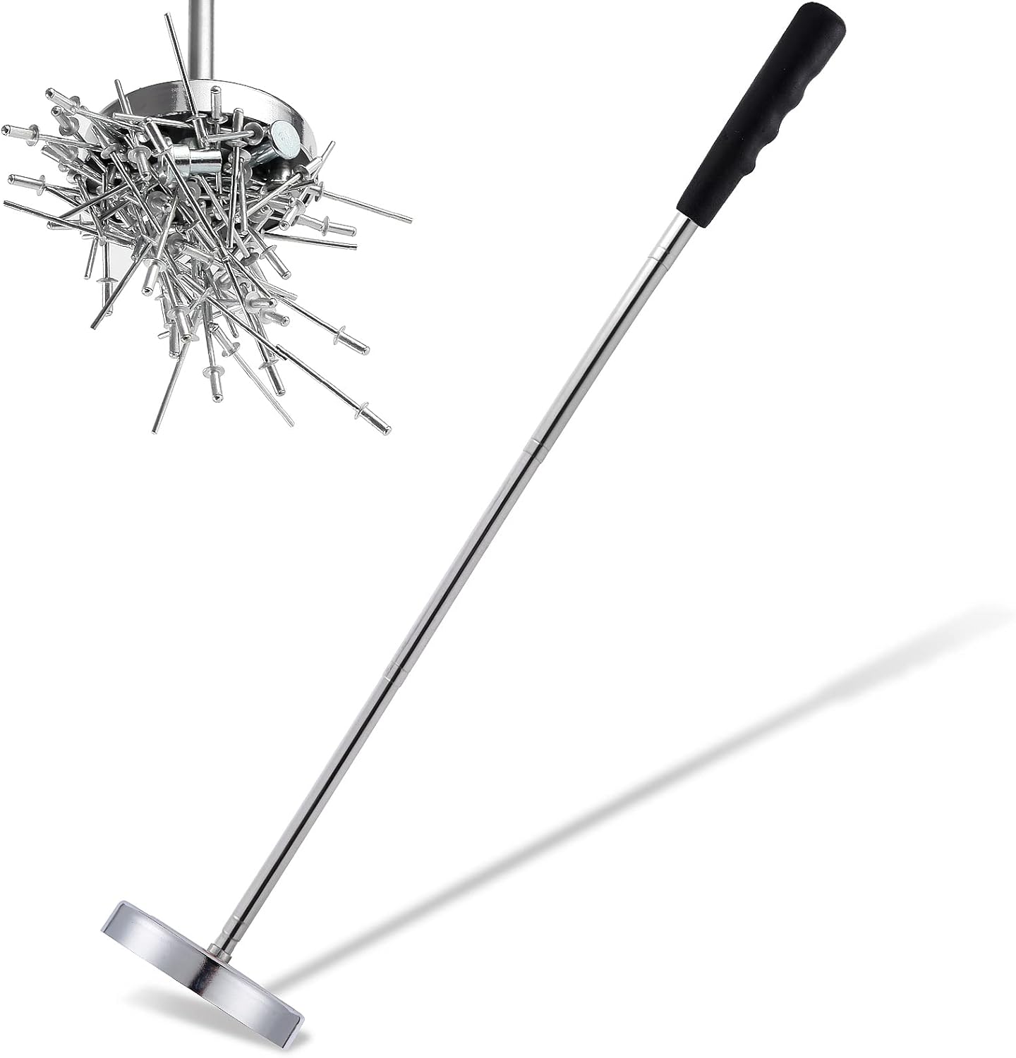 Rechabite Telescoping Magnetic Sweeper Pickup Tool, Screws Parts Finder with 35LB Pull Capacity, Gifts, Christmas Stocking Stuffers for Men, Retractable 8.6" to 33", Pick up Nails, Screws - - 