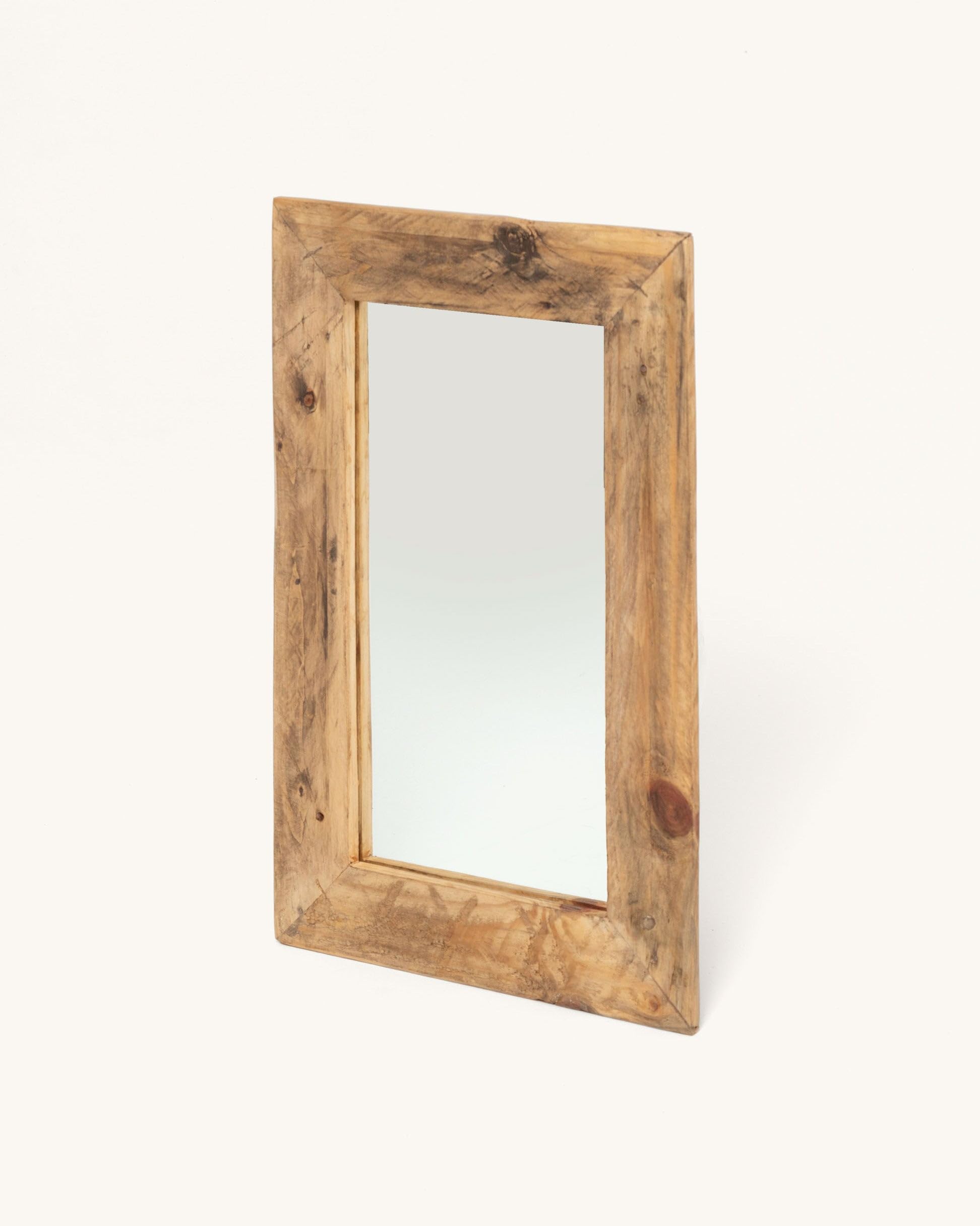 HANNUN Espejo Pared Azalee Madera Recuperada 48x72x2cm - Espejo Rectangular Rústico Sostenible para Recibidor, Baño, Dormitorio - Hecho a Mano en Europa