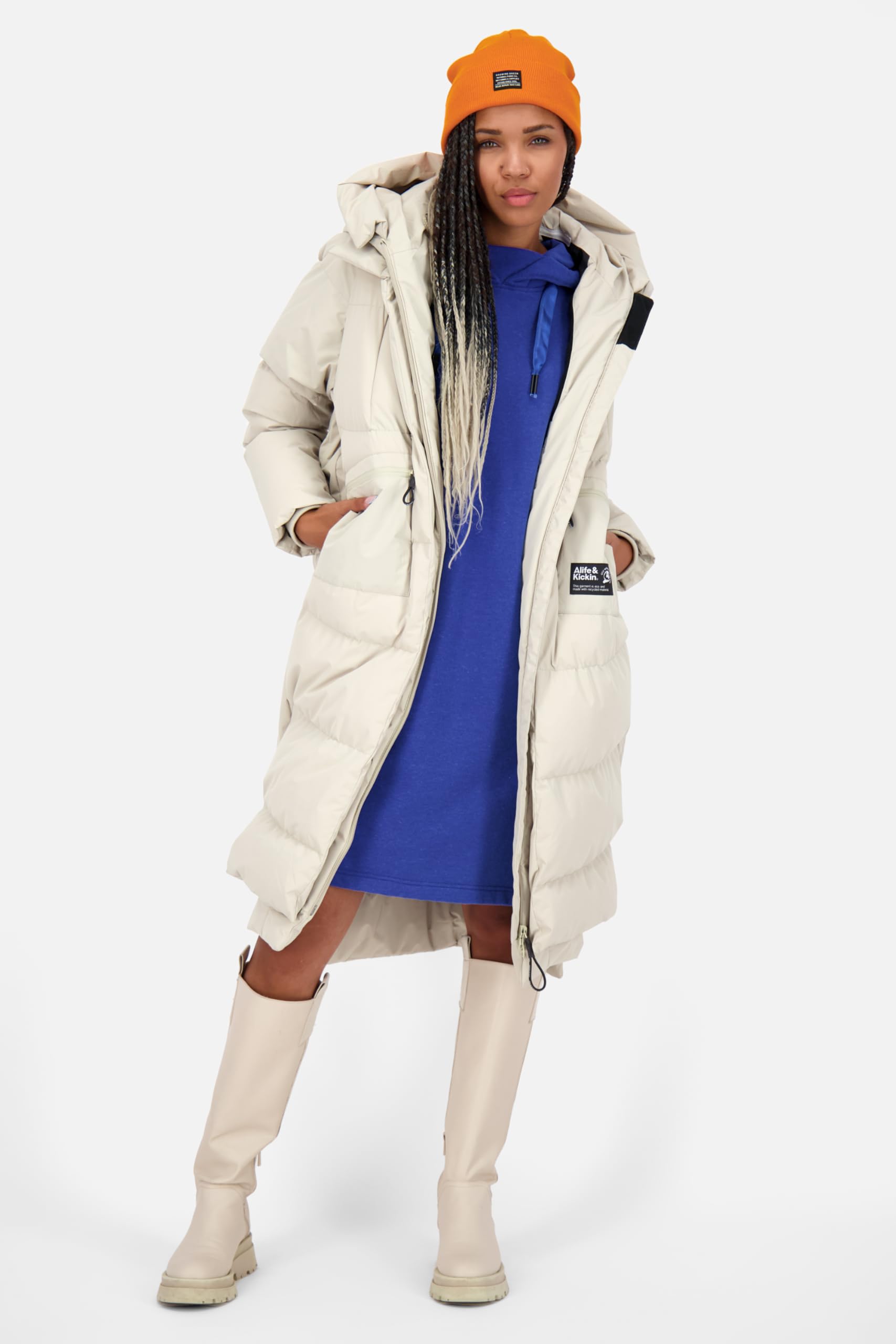 ALIFE and Kickin RihannaAK A Puffer Coat Damen Wintermantel Steppmantel Lange Winterjacke für Kalte Tage Mantel für Herbst & Winter Perfekt für Freizeit & Alltag Pumice XL