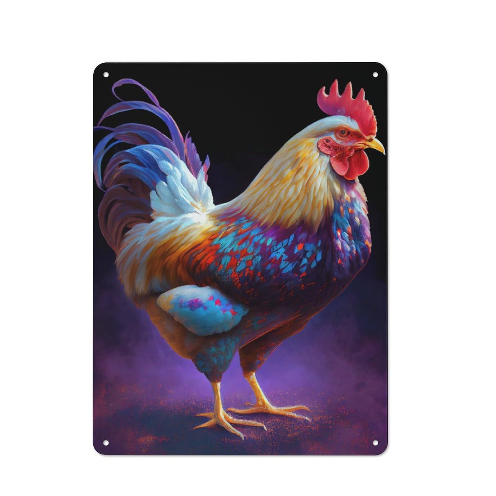 Farm Chicken Oil Paint Warehouse Style Metal Wall Decor 40x30cm, Industrial Metal Sign for Workspace, Cafe, Hallway Or Garage