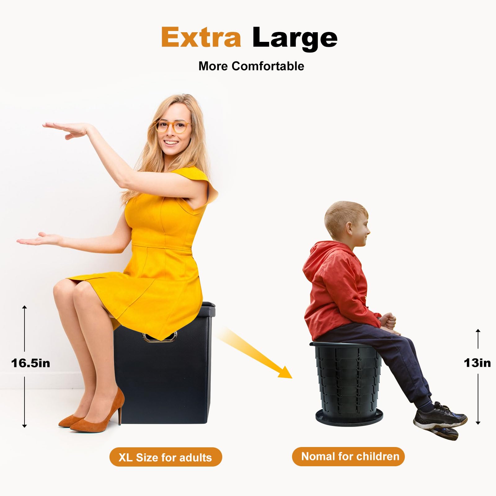Ann Katy Upgrade XL tragbare Toilette für Erwachsene, extra große, tragbare Reise-WC, Camping-Toiletten mit Deckel für Erwachsene und Kinder, kompaktes Töpfchen für Auto, Wandern, Strand und Camping