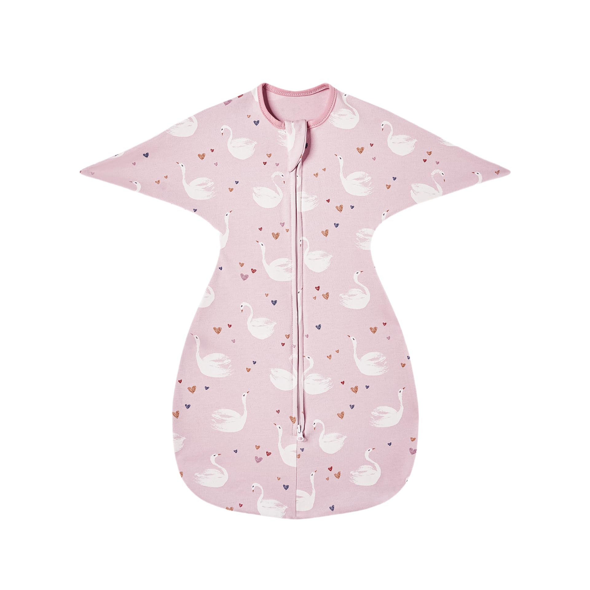 insular Baby Transitional Swaddle with 2-Way Zipper Newborn Sleep Sack Arms Up Infant Sleeping Bag Wearable Blanket, Pink Swan, 0-3 Month