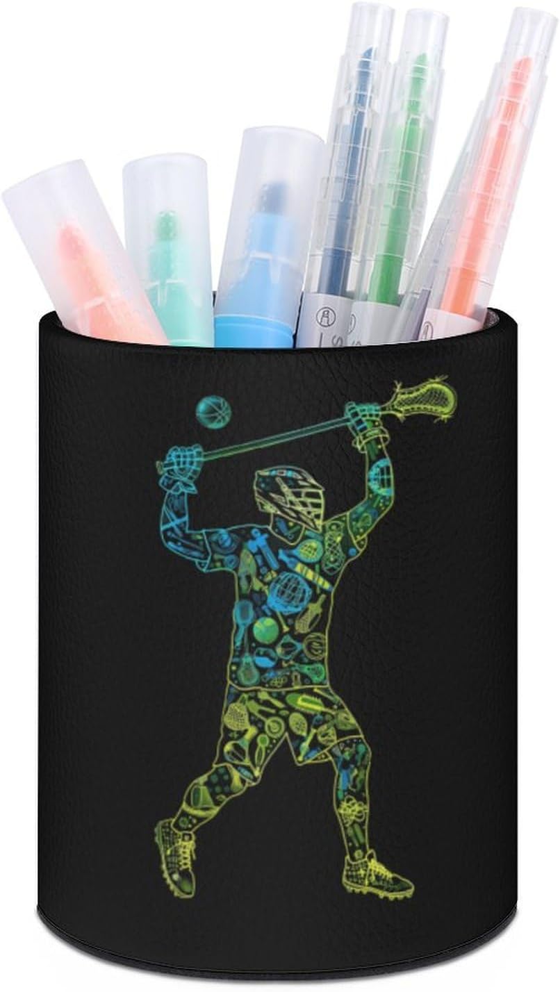 Lacrosse Player Pen Holder Pencil Cup Makeup Brush Organizer Decor for Desk Office Home