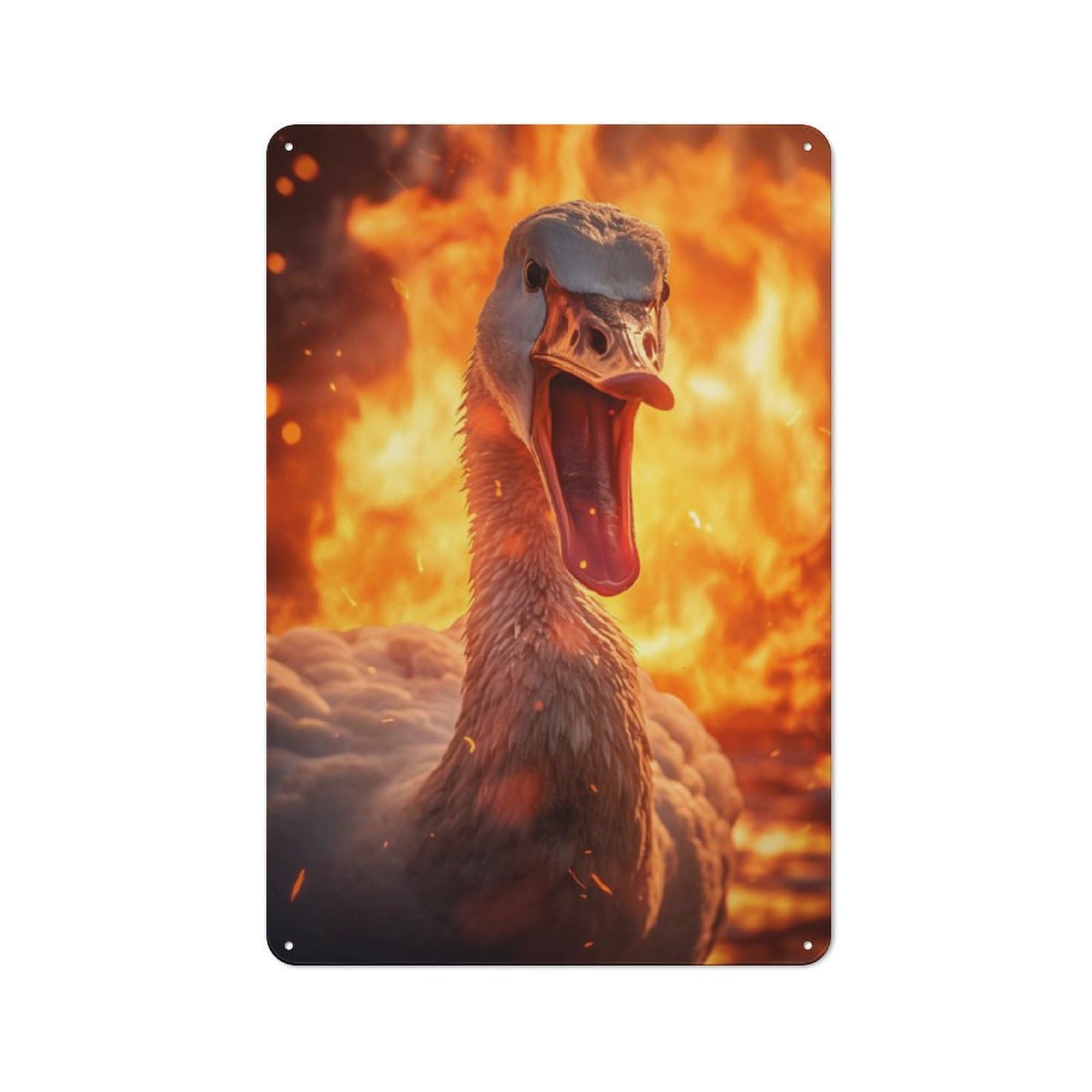 Junmoney Savage Angry Goose Fire Country Vintage Metal Wall Decor 30X20cm, Country Metal Sign For Kitchen, Cottage, Porch Or Garden Room