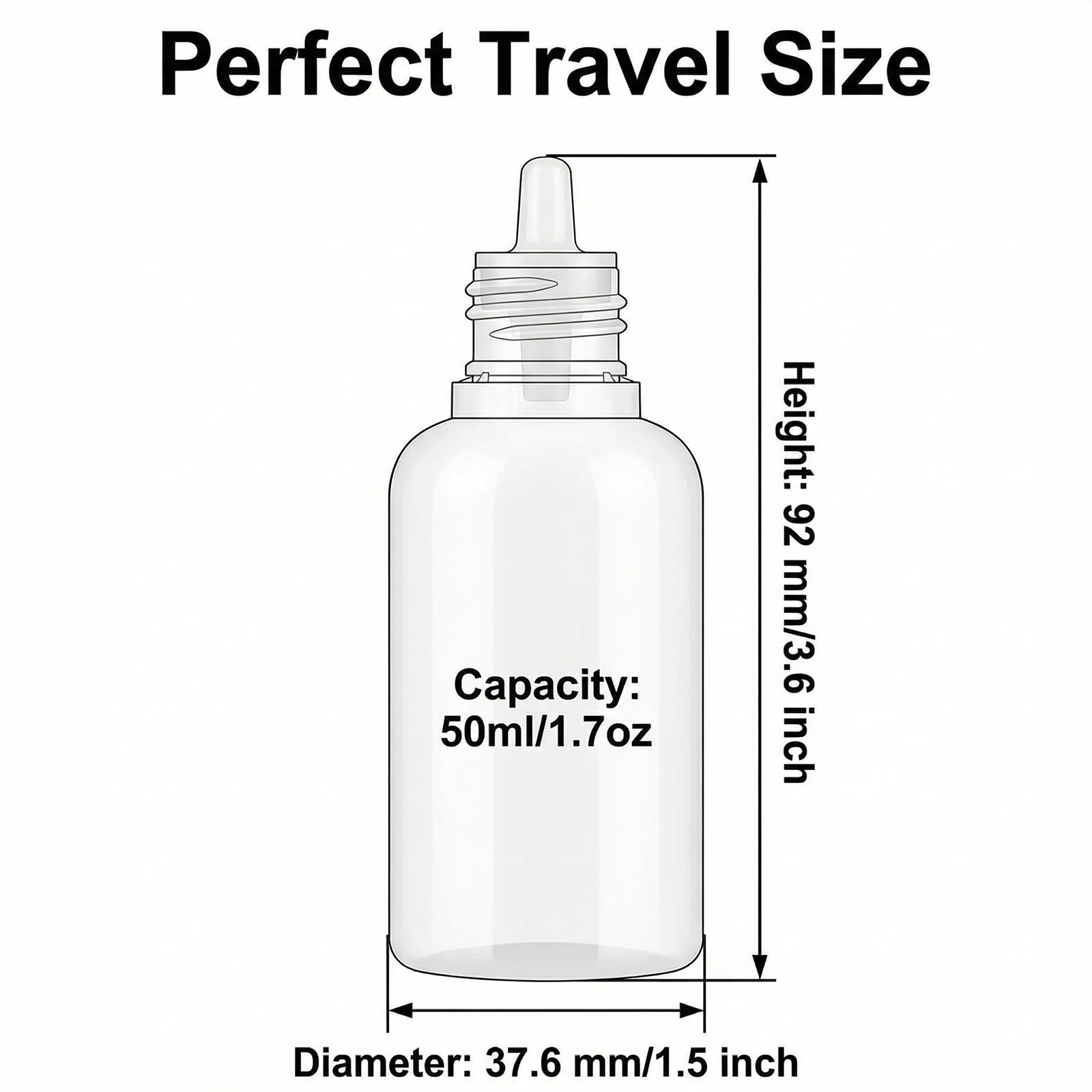 24 Pz 50ml Vuoto di plastica collirio Bottiglia/flacone contagocce/Bottiglie di scarico - con anello di tenuta - Contenitore di flaconi per cosmetici - Ottimo per confezione da viaggio