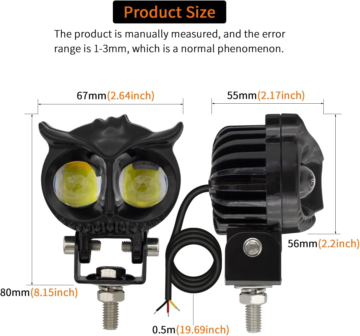 LED Motorcycle Driving Fog Lights Dual Color Amber/White 2Pcs 2.6Inch Motorcycle Pod Lights Work Auxiliary Lights Fit for Motorcycle Truck Car ATV SUV Boat Forklift Tractor