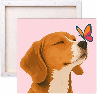 CRAFTMATE DIY Framed Paint by Numbers Canvas Art and Craft Kit for Adults Kids | Flutter Pup Dog with Butterfly | Mini Acr... Price In India