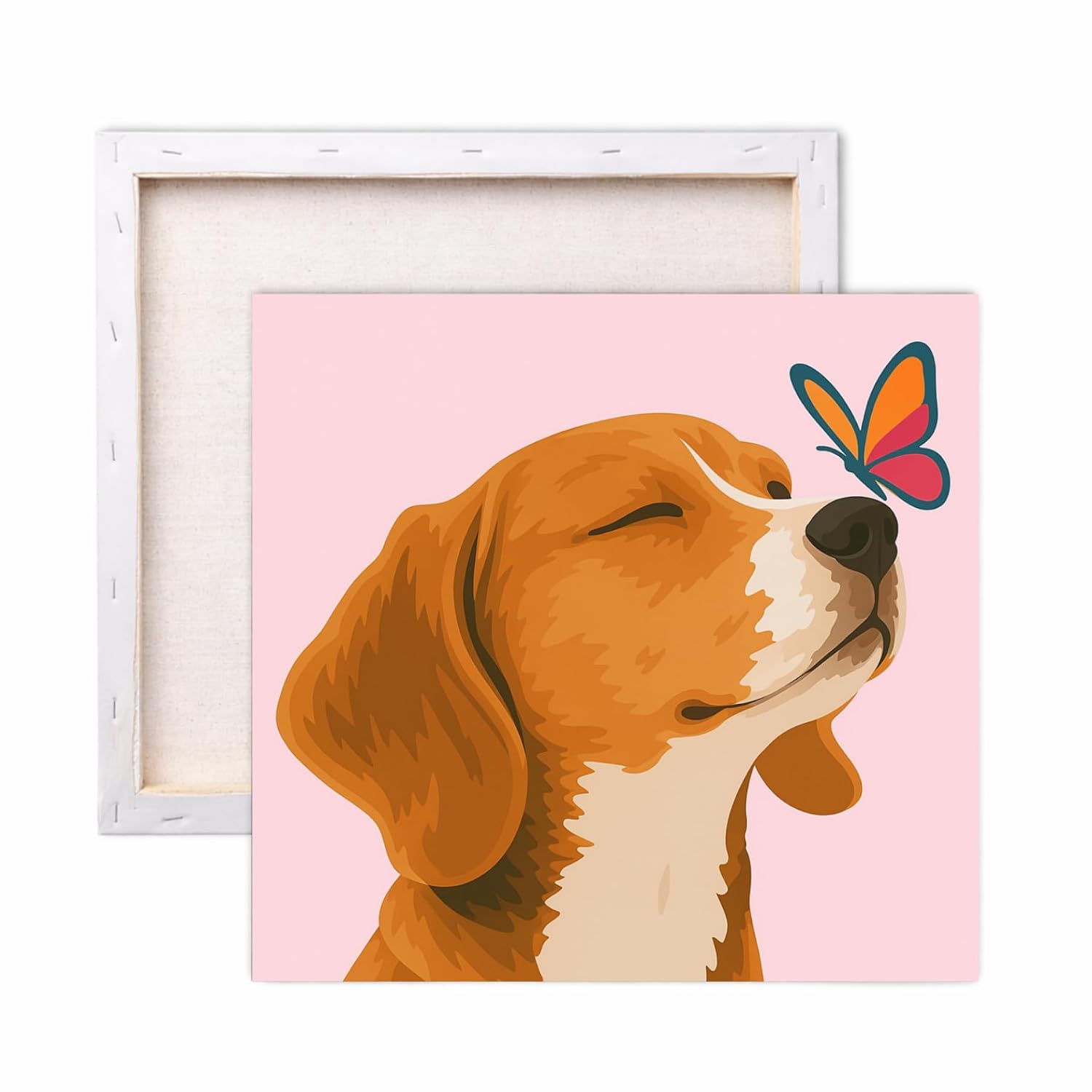 CRAFTMATE DIY Framed Paint by Numbers Canvas Art and Craft Kit for Adults Kids | Flutter Pup Dog with Butterfly | Mini Acr...