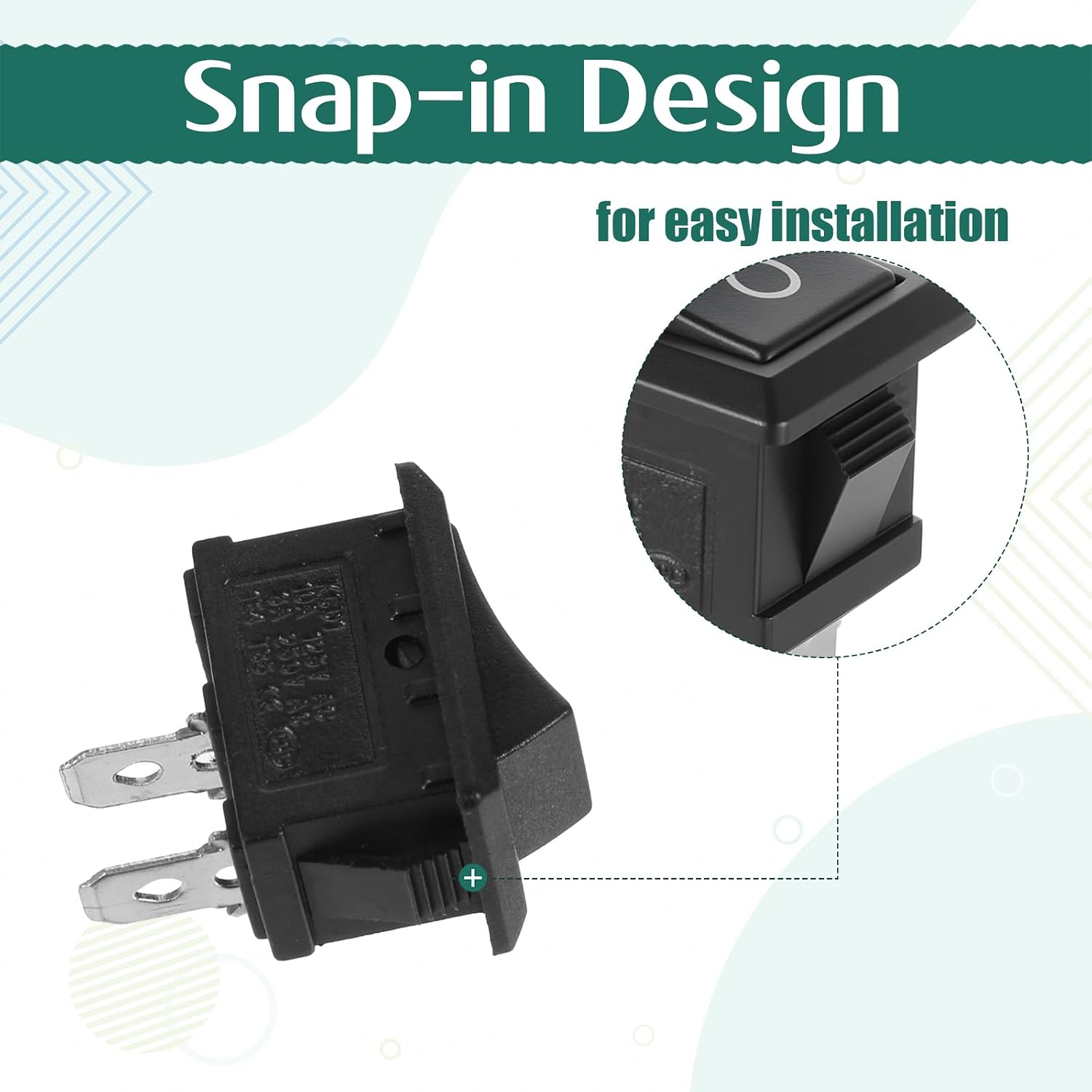 8Pcs Rocker Switch, On Off Switchs 12V Rockers Switch 2-Pin 2 Position Rocker Switchs Boat Shaped SPST for Car Auto Boat Household Appliances AC 6A/250V 10A/125V KCD1-1-10