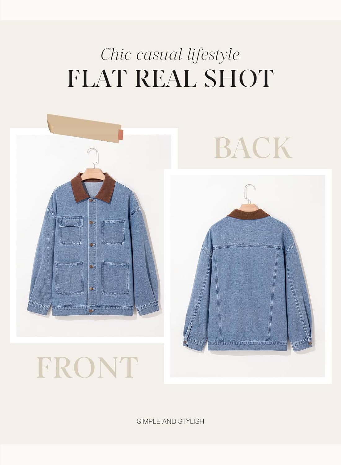 Dokotoo Jean Jacket Women Trendy Fall Fashion Long Sleeve Denim Jacket Corduroy Collar Barn Jackets Oversized Coat 2025 - Image 7