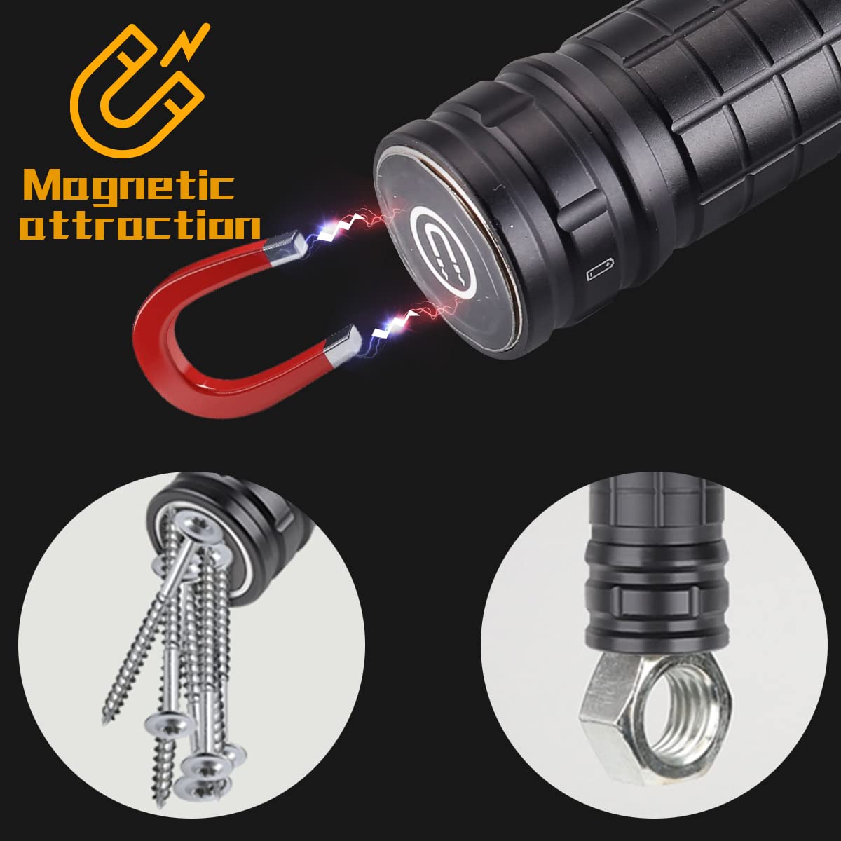 COB LED Taschenlampe Mit Magnetfuß – 360° Drehbar, Superhell, Rot/weiß, USB-C, Wasserdicht