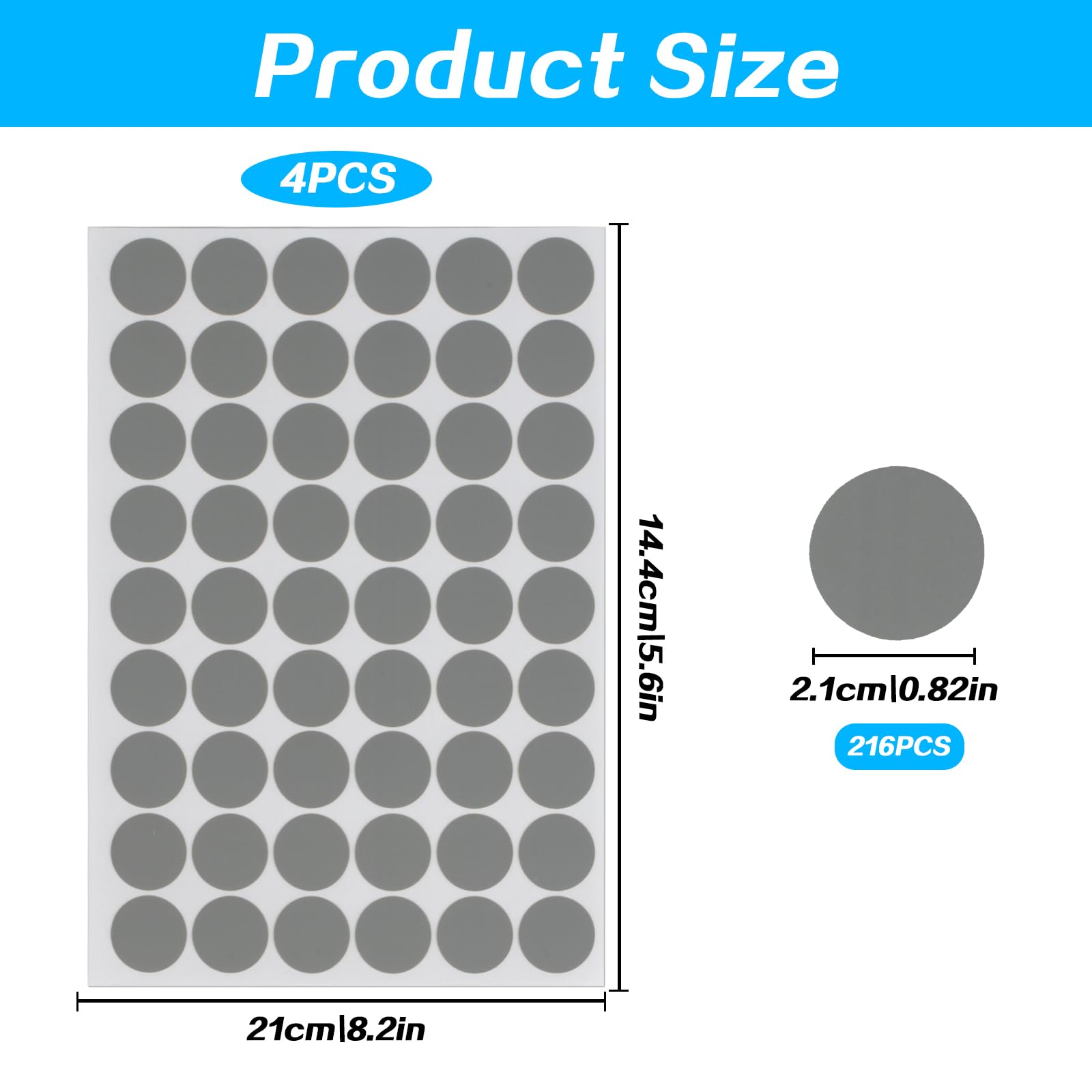 216 Zwarte Schroefgatstickers – 21 Mm – Zelfklevend – PVC – Voor Meubels, Kasten En Boorgaten – 4 Vellen