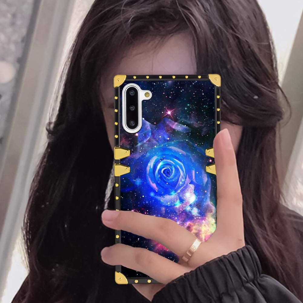 Samsung Galaxy Note 10 Case 2019 Release Luxury Nebula Space Square Soft TPU Wrapped Edges and Hard PC Back Stylish Classic Retro Cover