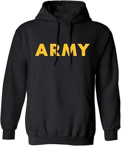 Playera militar con logo en amarillo de "Army", playera y sudadera con capucha