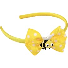 QDTK Cute Bee Headbands Yellow Bow Hairband White Polka Dots Hair Hoop Headpiece Hair Accessories for Birthday Summer Theme Party Festival Supplies bee