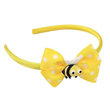 QDTK Cute Bee Headbands Yellow Bow Hairband White Polka Dots Hair Hoop Headpiece Hair Accessories for Birthday Summer Theme Party Festival Supplies bee