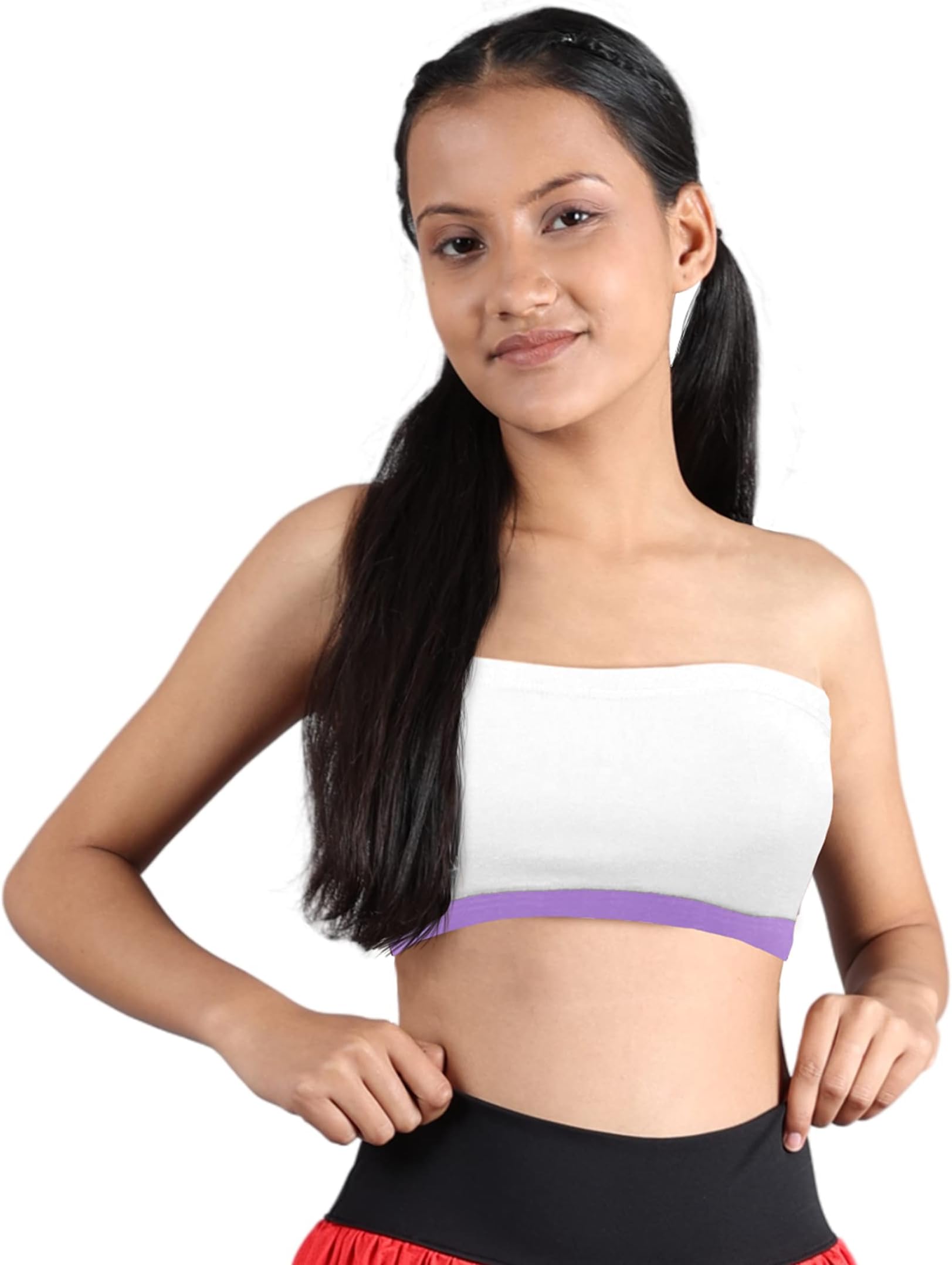 DChicaSports Tube Bra for Women, Cotton Non-Padded Full Coverage Beginners Non-Wired Women's T-Shirt Workout Gym Bra, Printed Stylish Without Strap Training Bras-1 Pc